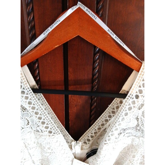 NWT TADASHI SHOJI Women's Sz 14 Black w/Ivory Lace Overlay Formal Dress Elegant! - Picture 6 of 13